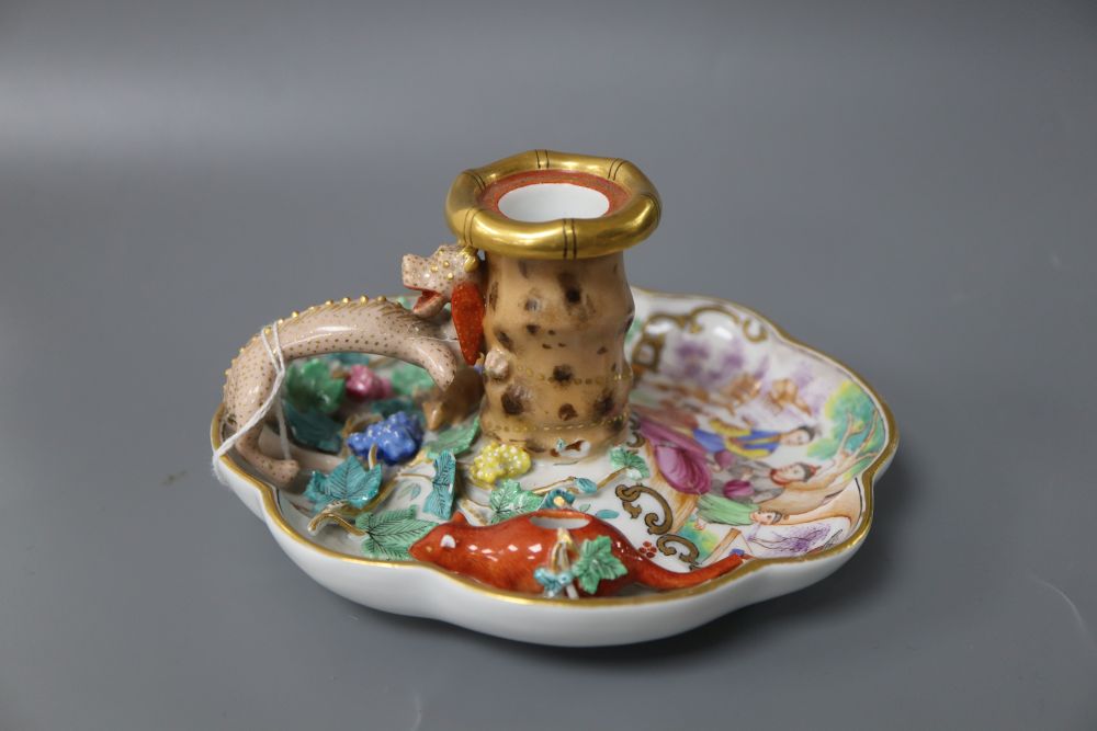 A 19th century Meissen candlestick, in Chinese style, height 8cm